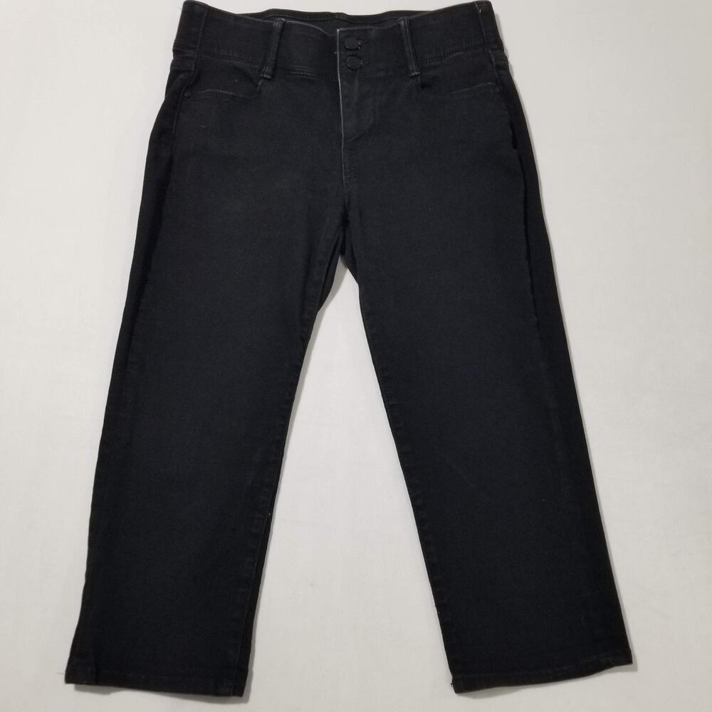Apt 9 Jeans Womens Size 8P Black Tummy Control Capri Wash High Rise